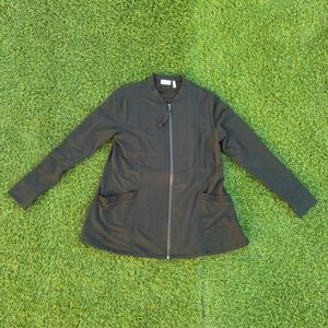 LOGO by Lori Goldstein Black Zip Front Bomber Jacket Cardigan Women's Small